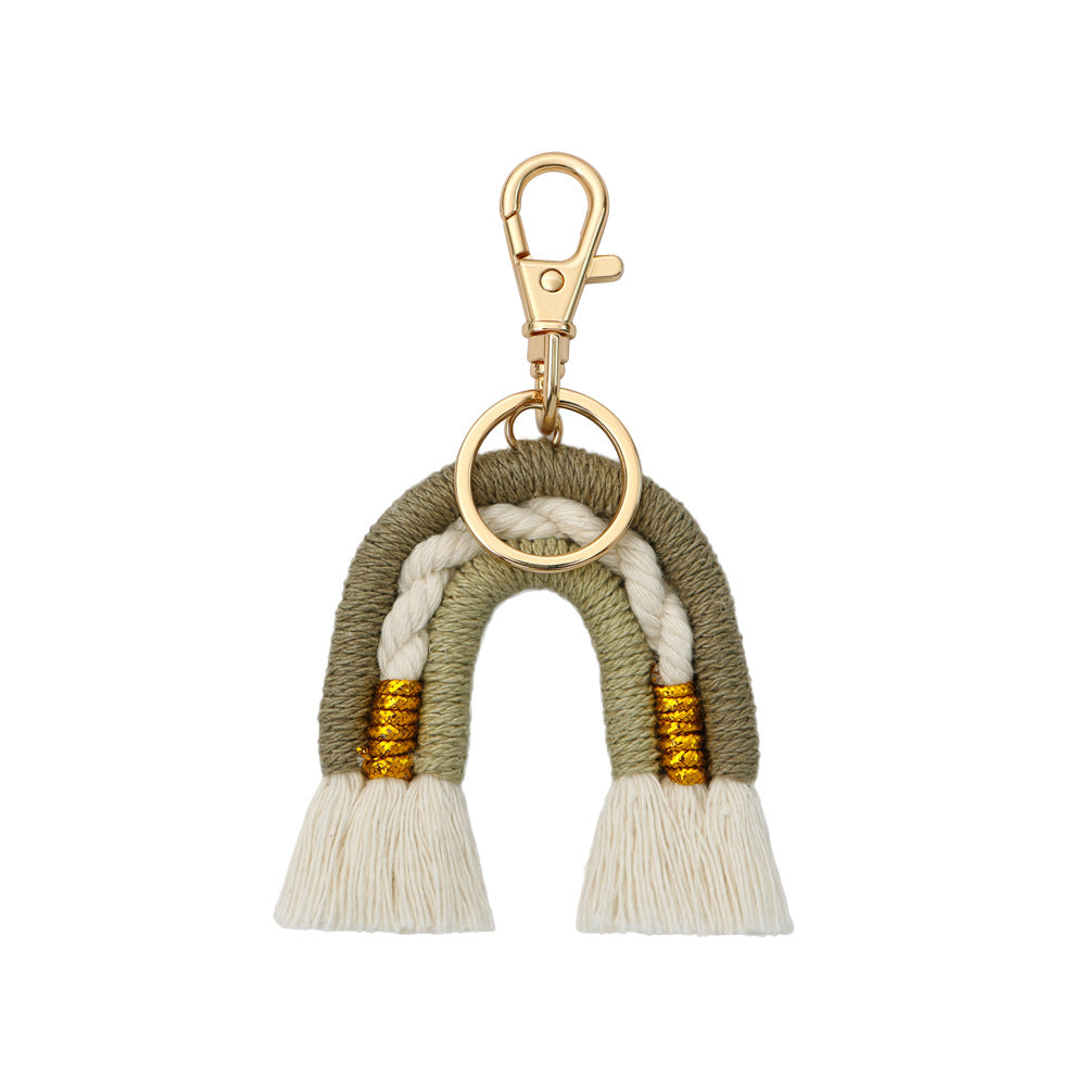 Wholesale Hand Woven Rainbow Fringe Knit Crochet Keychains